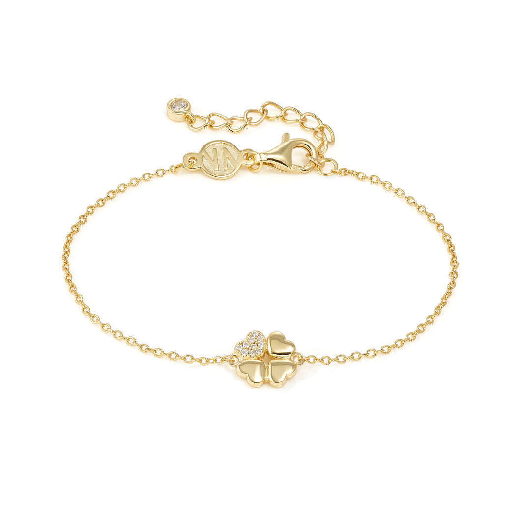 PETIT SPARKLE BRACELET 242300/003 GOLD FOUR LEAF CLOVER WITH CZ