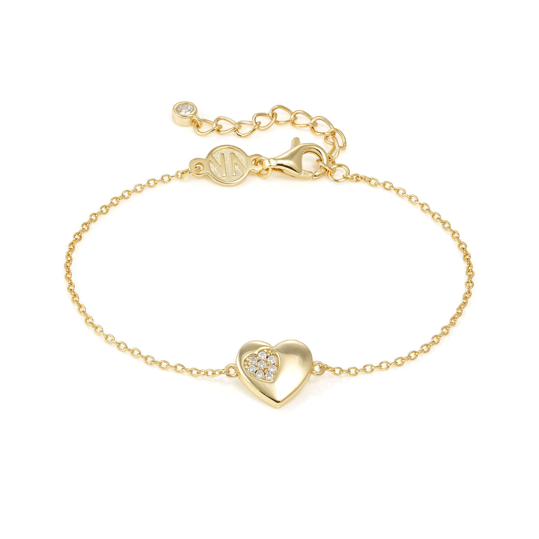 PETIT SPARKLE BRACELET 242300/006 GOLD HEART WITH CZ