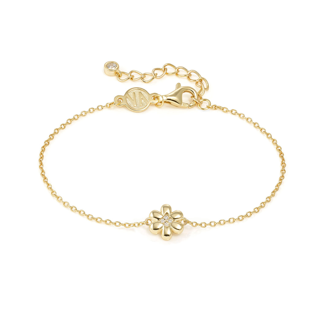 PETIT SPARKLE BRACELET 242300/012 GOLD FLOWER WITH CZ