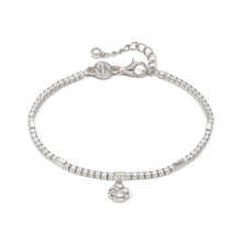 Load image into Gallery viewer, PETIT SPARKLE TENNIS BRACELET 242302/001 STERLING SILVER FOUR LEAF CLOVER WITH CZ
