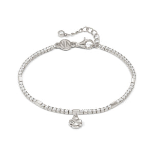 PETIT SPARKLE TENNIS BRACELET 242302/001 STERLING SILVER FOUR LEAF CLOVER WITH CZ