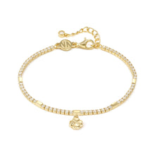 Load image into Gallery viewer, PETIT SPARKLE TENNIS BRACELET 242302/003 GOLD FOUR LEAF CLOVER WITH CZ
