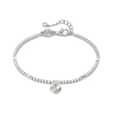 Load image into Gallery viewer, PETIT SPARKLE TENNIS BRACELET 242302/004 STERLING SILVER HEART WITH CZ
