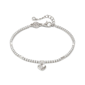 PETIT SPARKLE TENNIS BRACELET 242302/004 STERLING SILVER HEART WITH CZ