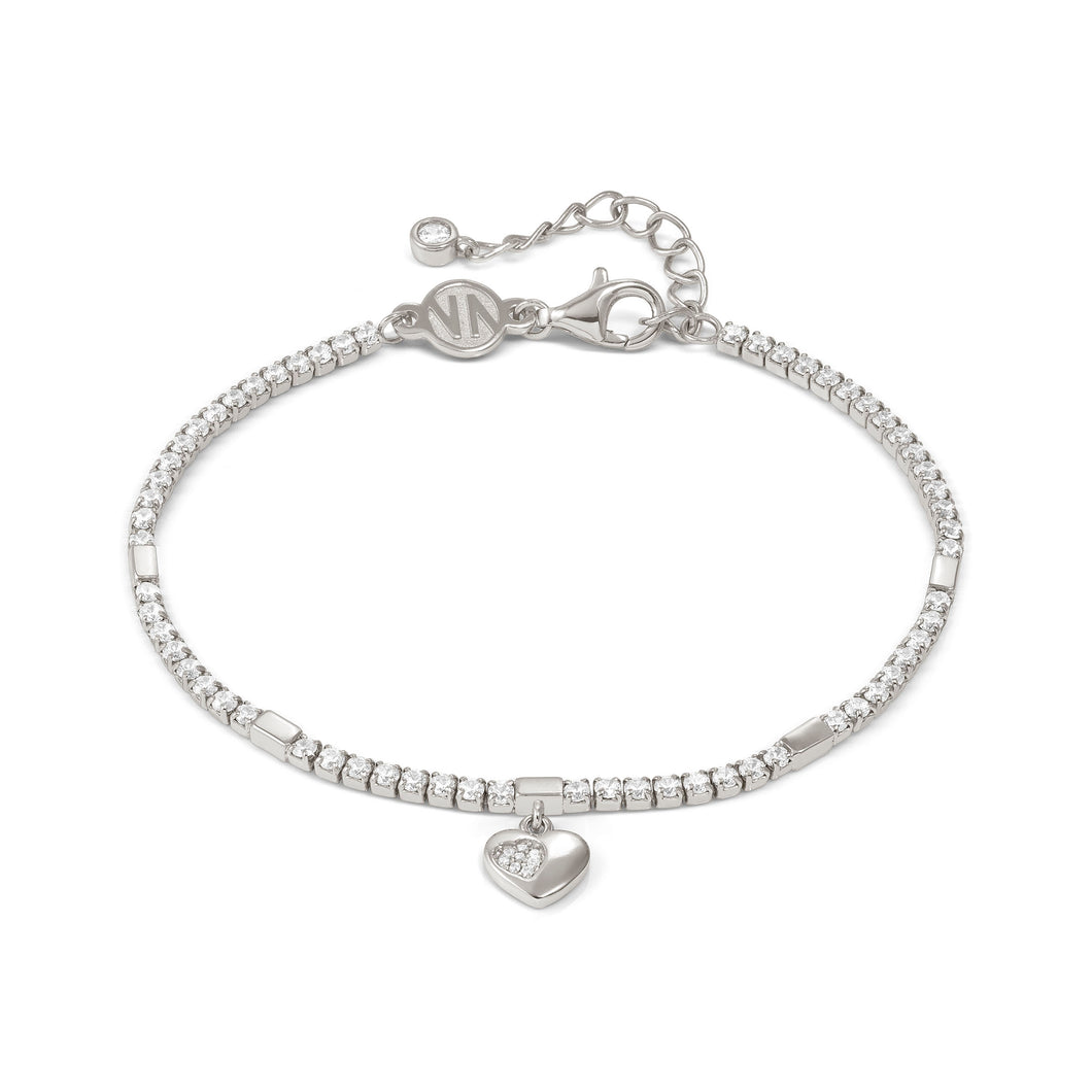 PETIT SPARKLE TENNIS BRACELET 242302/004 STERLING SILVER HEART WITH CZ