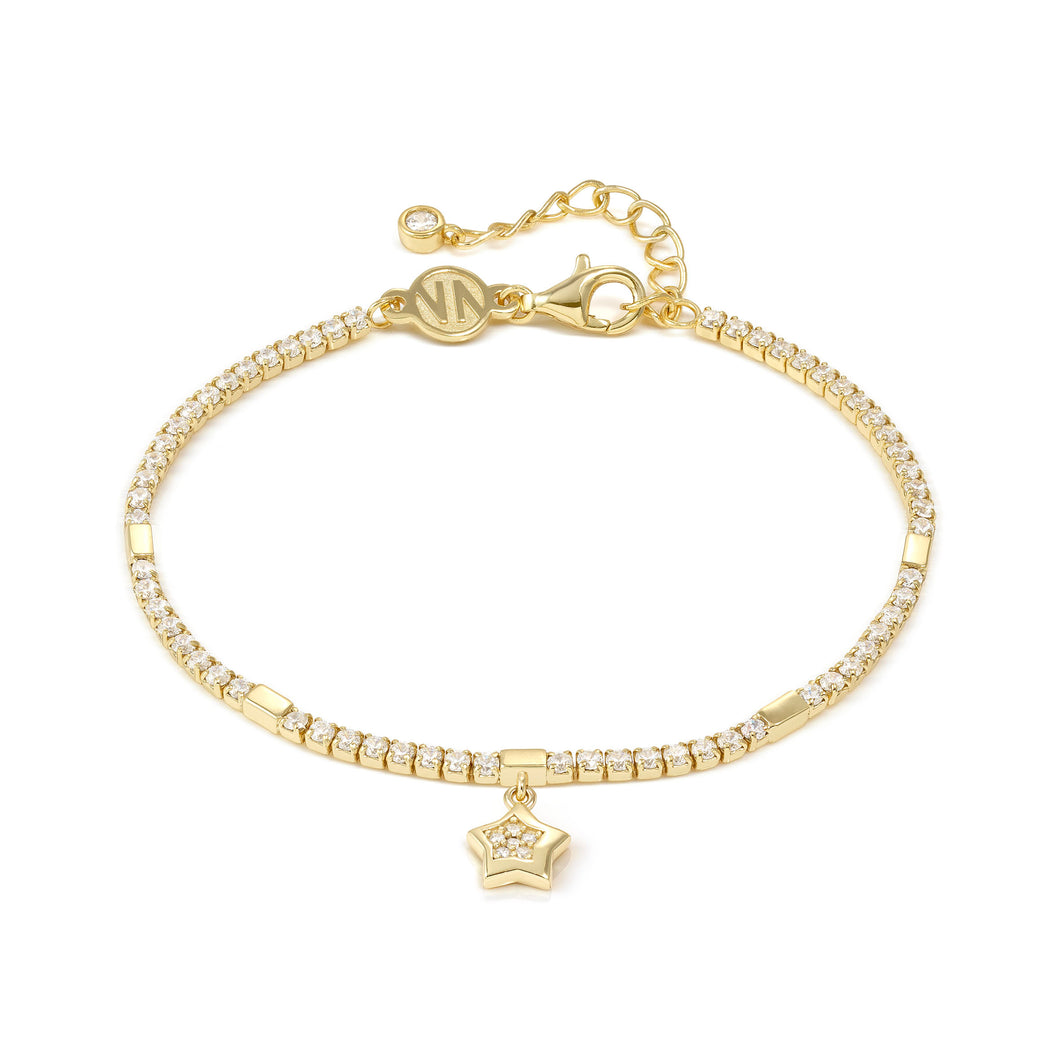 PETIT SPARKLE TENNIS BRACELET 242302/009 GOLD STAR WITH CZ