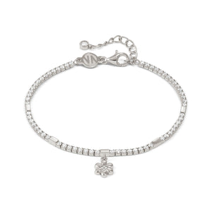PETIT SPARKLE TENNIS BRACELET 242302/010 STERLING SILVER FLOWER WITH CZ