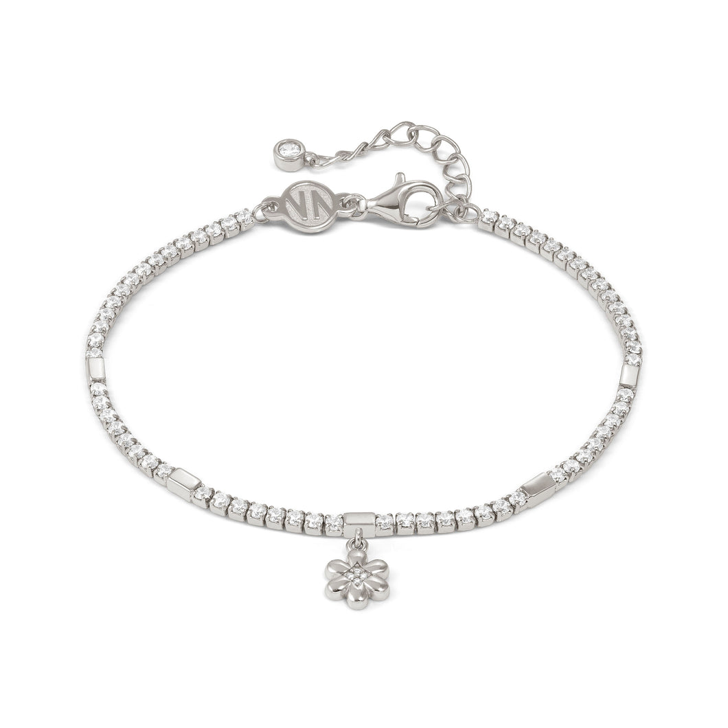 PETIT SPARKLE TENNIS BRACELET 242302/010 STERLING SILVER FLOWER WITH CZ