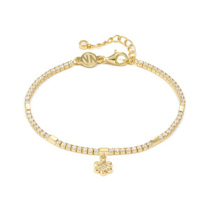 PETIT SPARKLE TENNIS BRACELET 242302/012 GOLD FLOWER WITH CZ