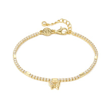 Load image into Gallery viewer, PETIT SPARKLE TENNIS BRACELET 242302/042 GOLD BUTTERFLY WITH CZ
