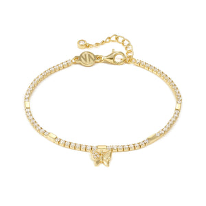 PETIT SPARKLE TENNIS BRACELET 242302/042 GOLD BUTTERFLY WITH CZ