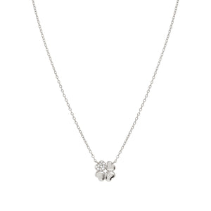 PETIT SPARKLE NECKLACE 242303/001 STERLING SILVER FOUR LEAF CLOVER WITH CZ