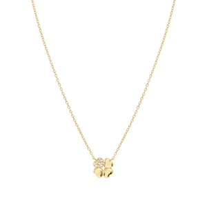 PETIT SPARKLE NECKLACE 242303/003 GOLD FOUR LEAF CLOVER WITH CZ