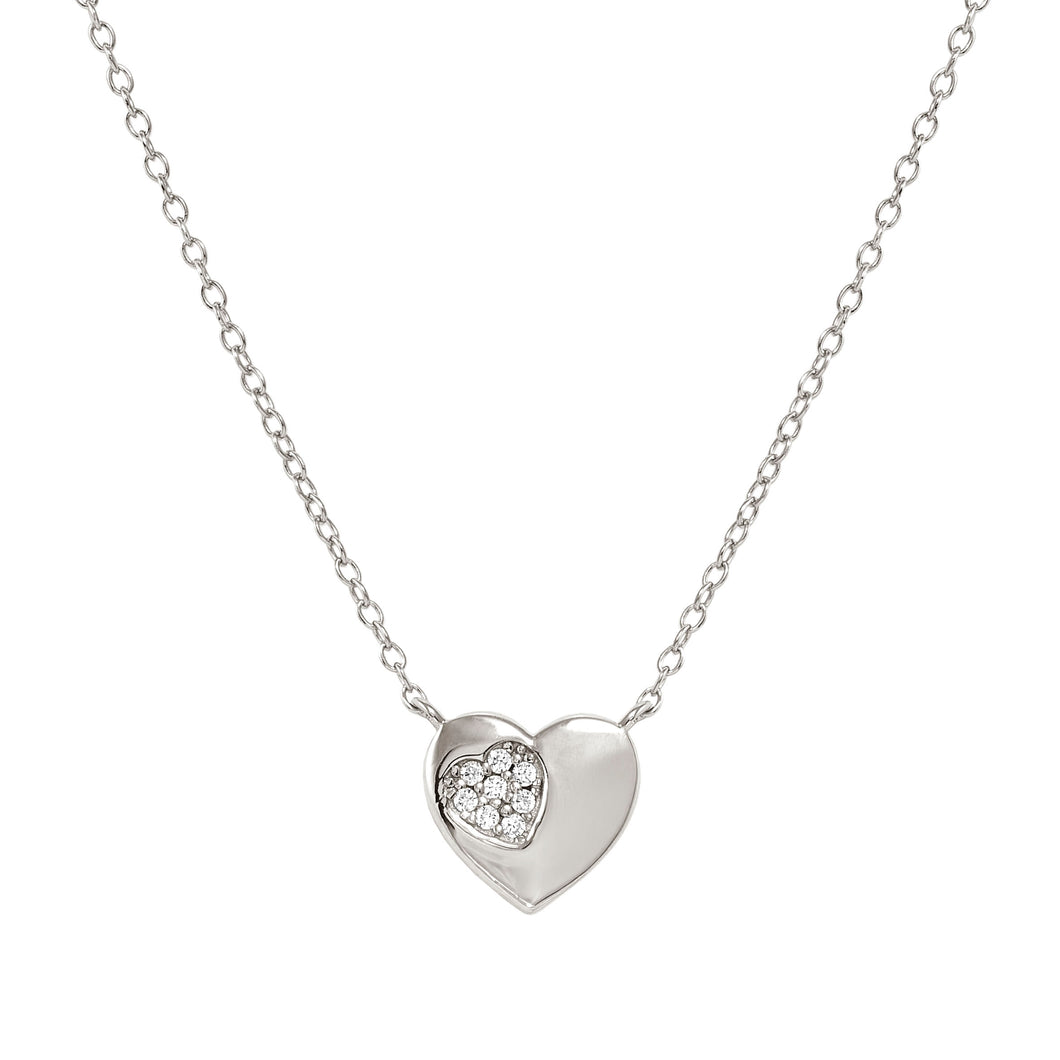 PETIT SPARKLE NECKLACE 242303/004 STERLING SILVER HEART WITH CZ