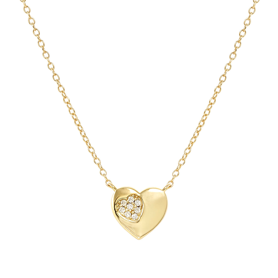 PETIT SPARKLE NECKLACE 242303/006 GOLD HEART WITH CZ