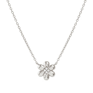 PETIT SPARKLE NECKLACE 242303/010 STERLING SILVER FLOWER WITH CZ