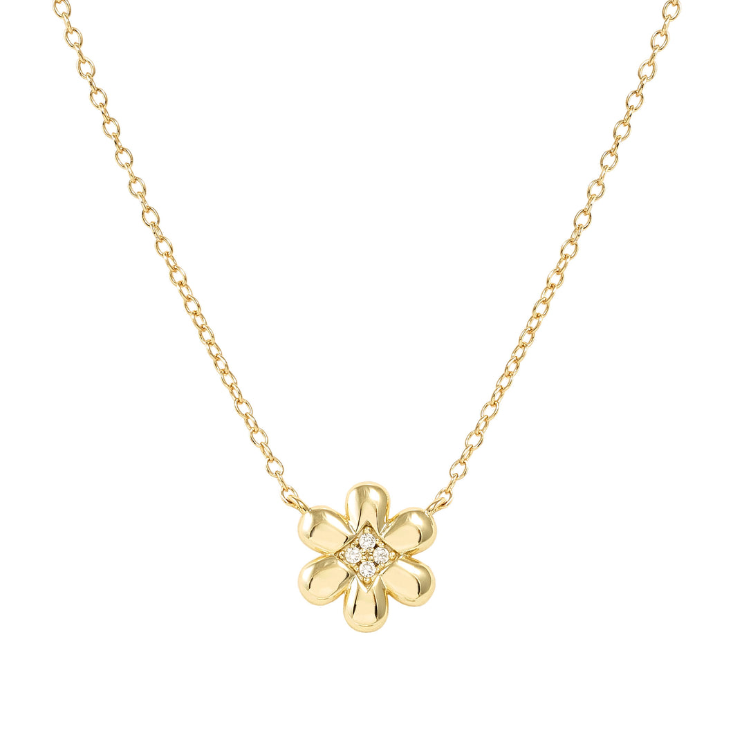PETIT SPARKLE NECKLACE 242303/012 GOLD FLOWER WITH CZ