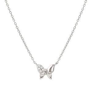 PETIT SPARKLE NECKLACE 242303/040 STERLING SILVER BUTTERFLY WITH CZ