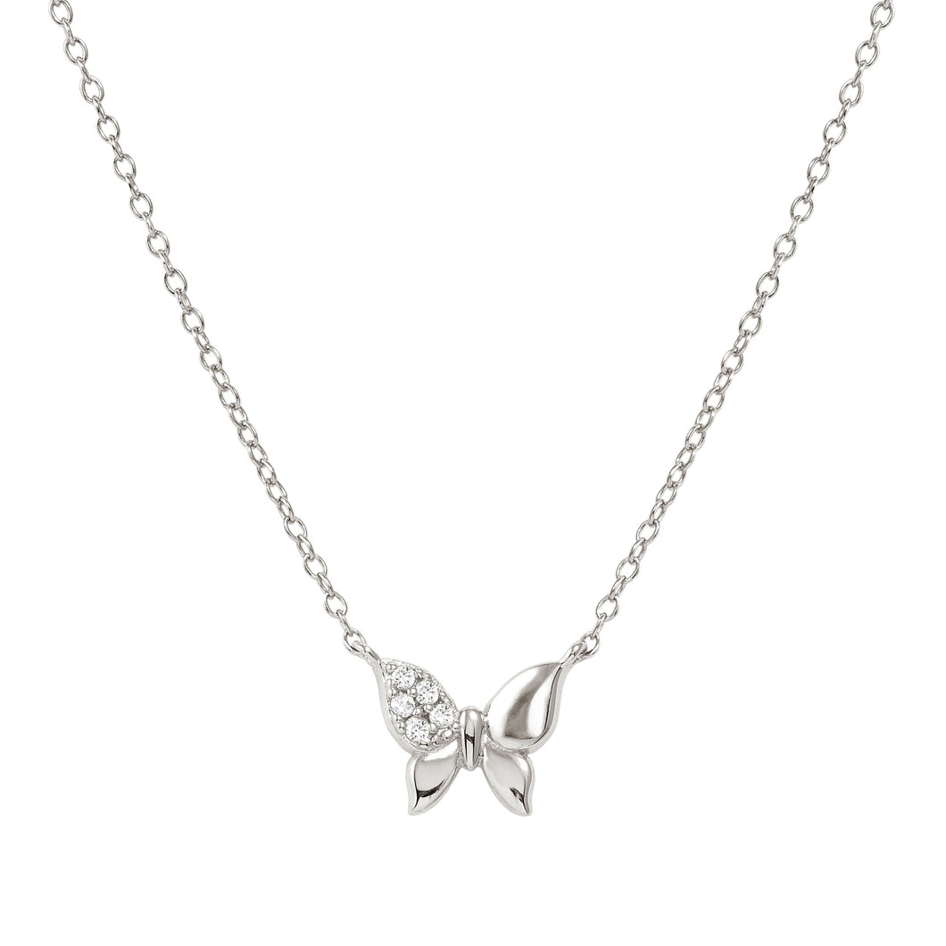PETIT SPARKLE NECKLACE 242303/040 STERLING SILVER BUTTERFLY WITH CZ