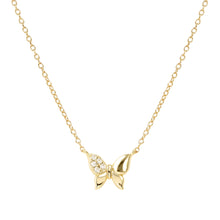 Load image into Gallery viewer, PETIT SPARKLE NECKLACE 242303/042 GOLD BUTTERFLY WITH CZ
