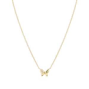 PETIT SPARKLE NECKLACE 242303/042 GOLD BUTTERFLY WITH CZ