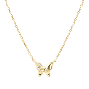 PETIT SPARKLE NECKLACE 242303/042 GOLD BUTTERFLY WITH CZ