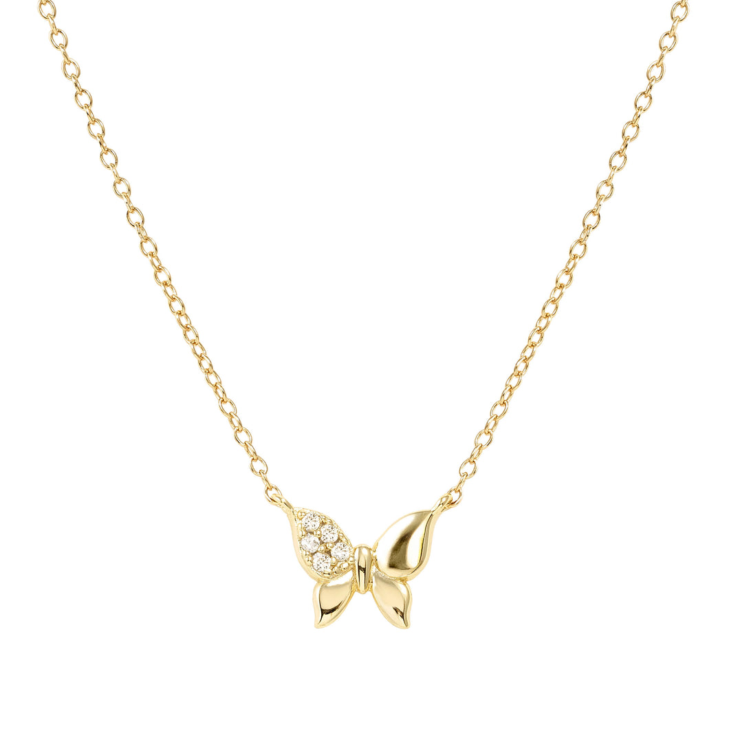 PETIT SPARKLE NECKLACE 242303/042 GOLD BUTTERFLY WITH CZ