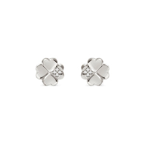 PETIT SPARKLE STUDS 242304/001 STERLING SILVER FOUR LEAF CLOVER WITH CZ