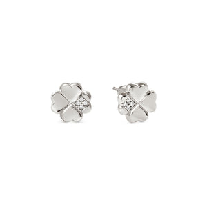 PETIT SPARKLE STUDS 242304/001 STERLING SILVER FOUR LEAF CLOVER WITH CZ