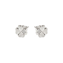 Load image into Gallery viewer, PETIT SPARKLE STUDS 242304/001 STERLING SILVER FOUR LEAF CLOVER WITH CZ
