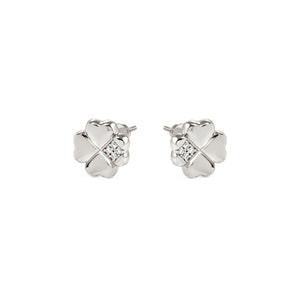 PETIT SPARKLE STUDS 242304/001 STERLING SILVER FOUR LEAF CLOVER WITH CZ