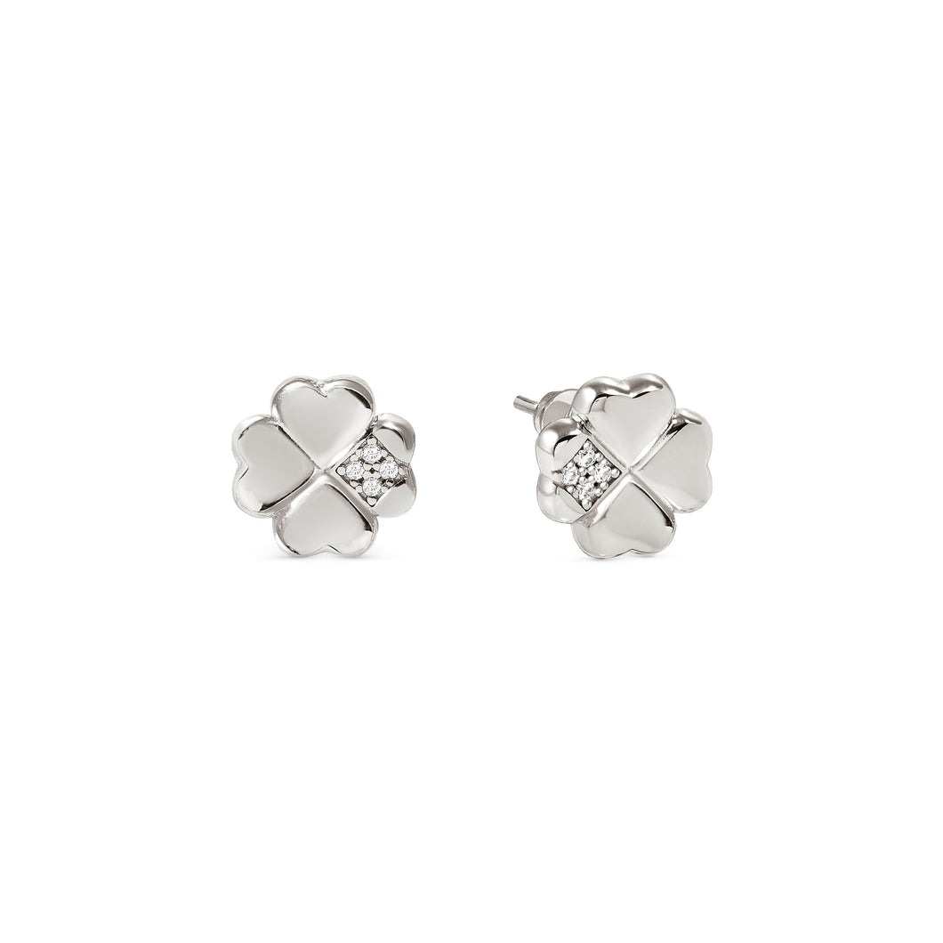 PETIT SPARKLE STUDS 242304/001 STERLING SILVER FOUR LEAF CLOVER WITH CZ