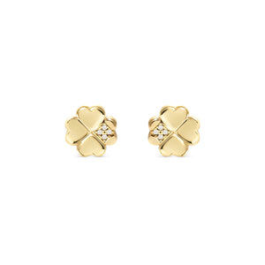 PETIT SPARKLE STUDS 242304/003 GOLD FOUR LEAF CLOVER WITH CZ
