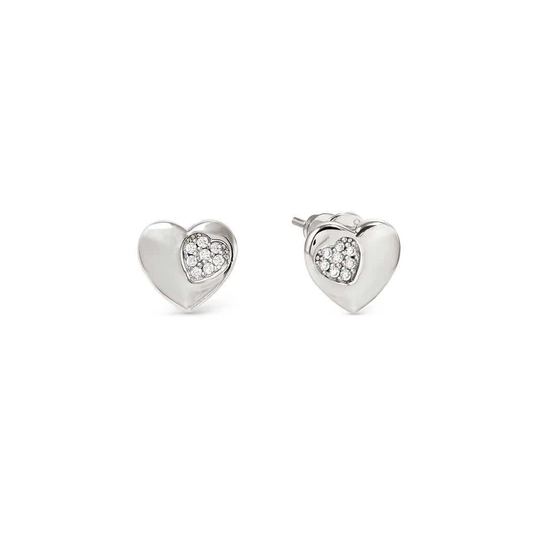 PETIT SPARKLE STUDS 242304/004 STERLING SILVER HEART WITH CZ