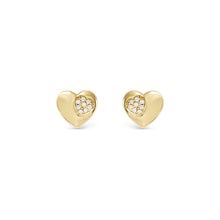 Load image into Gallery viewer, PETIT SPARKLE STUDS 242304/006 GOLD HEART WITH CZ
