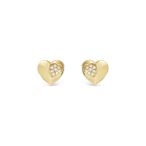 PETIT SPARKLE STUDS 242304/006 GOLD HEART WITH CZ
