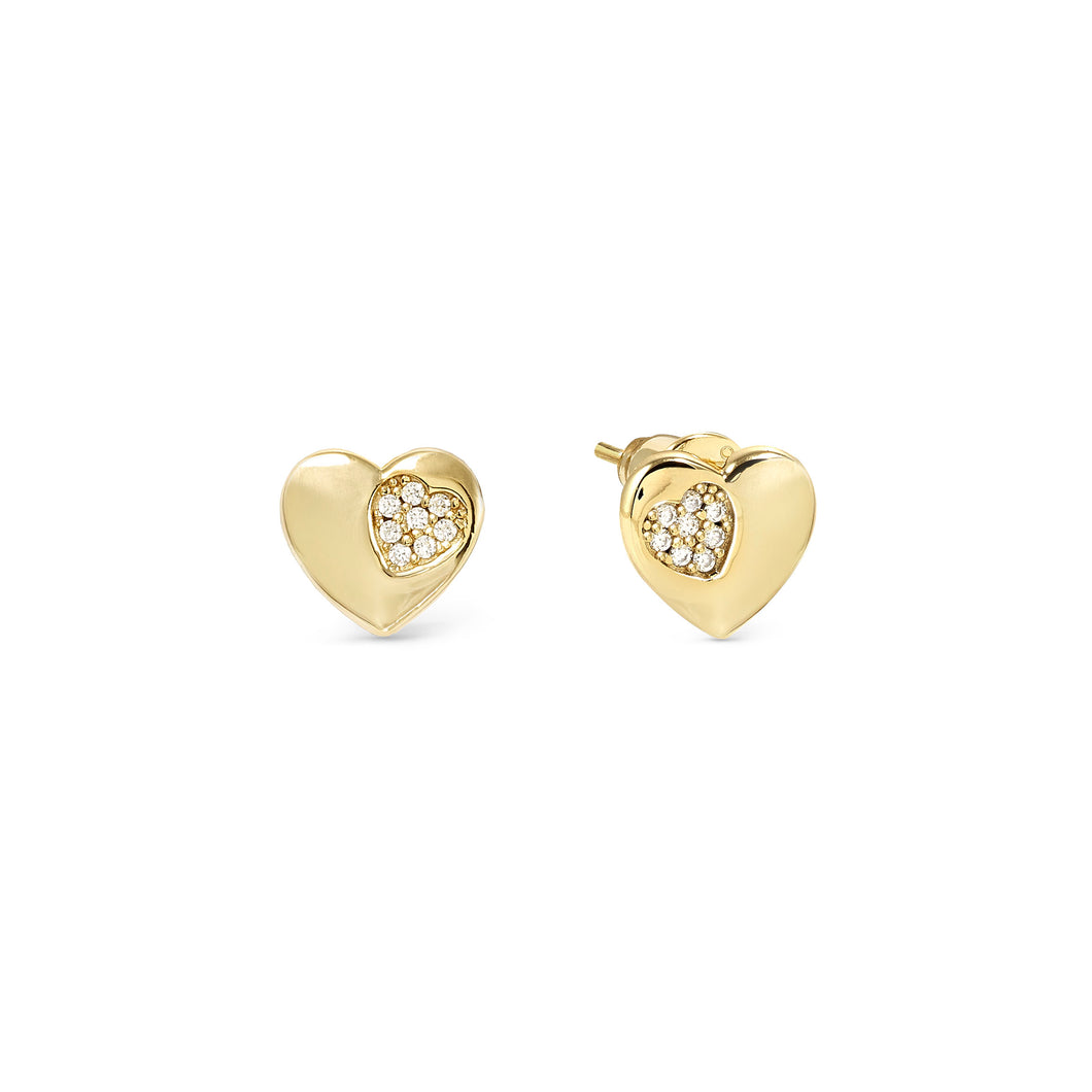 PETIT SPARKLE STUDS 242304/006 GOLD HEART WITH CZ