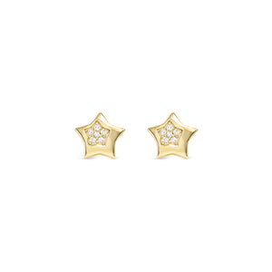 PETIT SPARKLE STUDS 242304/009 GOLD STAR WITH CZ