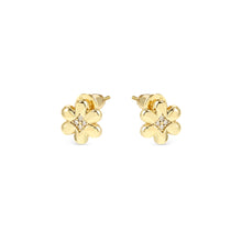 Load image into Gallery viewer, PETIT SPARKLE STUDS 242304/012 GOLD FLOWER WITH CZ
