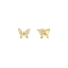 Load image into Gallery viewer, PETIT SPARKLE STUDS 242304/042 GOLD BUTTERFLY WITH CZ
