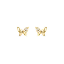 Load image into Gallery viewer, PETIT SPARKLE STUDS 242304/042 GOLD BUTTERFLY WITH CZ
