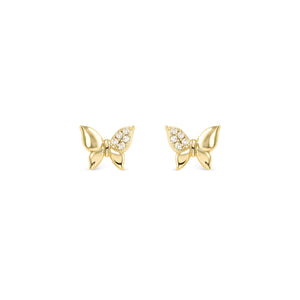 PETIT SPARKLE STUDS 242304/042 GOLD BUTTERFLY WITH CZ
