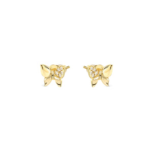 PETIT SPARKLE STUDS 242304/042 GOLD BUTTERFLY WITH CZ