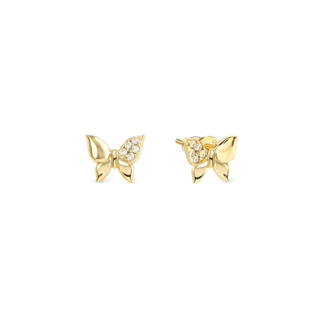 PETIT SPARKLE STUDS 242304/042 GOLD BUTTERFLY WITH CZ
