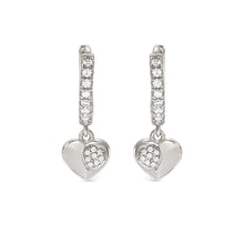 Load image into Gallery viewer, PETIT SPARKLE EARRINGS 242305/004 STERLING SILVER HEART CZ HOOPS
