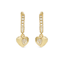 Load image into Gallery viewer, PETIT SPARKLE EARRINGS 242305/006 GOLD HEART CZ HOOPS

