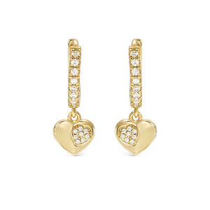 PETIT SPARKLE EARRINGS 242305/006 GOLD HEART CZ HOOPS
