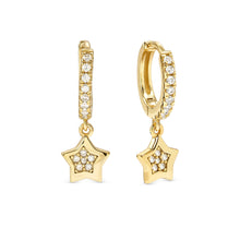 Load image into Gallery viewer, PETIT SPARKLE EARRINGS 242305/009 GOLD STAR CZ HOOPS
