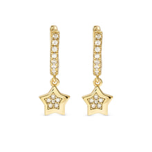 Load image into Gallery viewer, PETIT SPARKLE EARRINGS 242305/009 GOLD STAR CZ HOOPS

