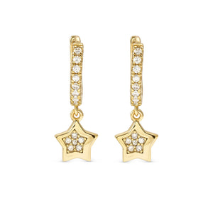PETIT SPARKLE EARRINGS 242305/009 GOLD STAR CZ HOOPS